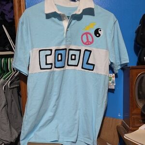 Light Blue Kids Polo Shirt with Fun Graphic